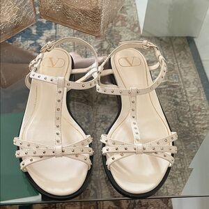 Valentino- Studded T-Strap Women's Sandals